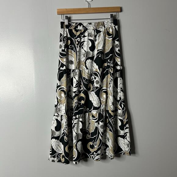 Modern Attraction Womens Y2K Fairy Midi Skirt Paisley Small Stretch Boho Tiered - Picture 4 of 6